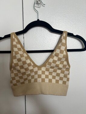 Garage Checkered Knit Crop top